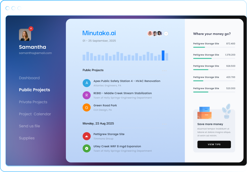 Comparison showing time saved with Minutake AI estimating